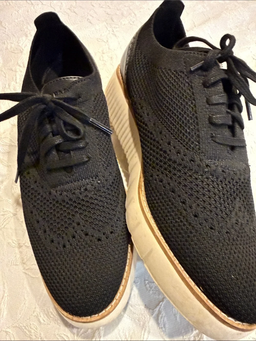 Cole Haan Men’s Black Knit Sneakers with White Trim